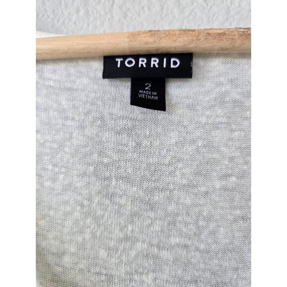 Torrid 2X Ivory V-Neck Slub Knit Tee Soft Basic Plus Size Casual T-Shirt Minimal - Picture 4 of 6